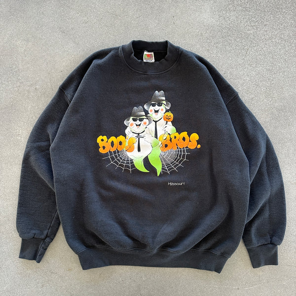 Boo's Bros Ghost Halloween Graphic Sweatshirt Glow In The Dark 90's - XL
