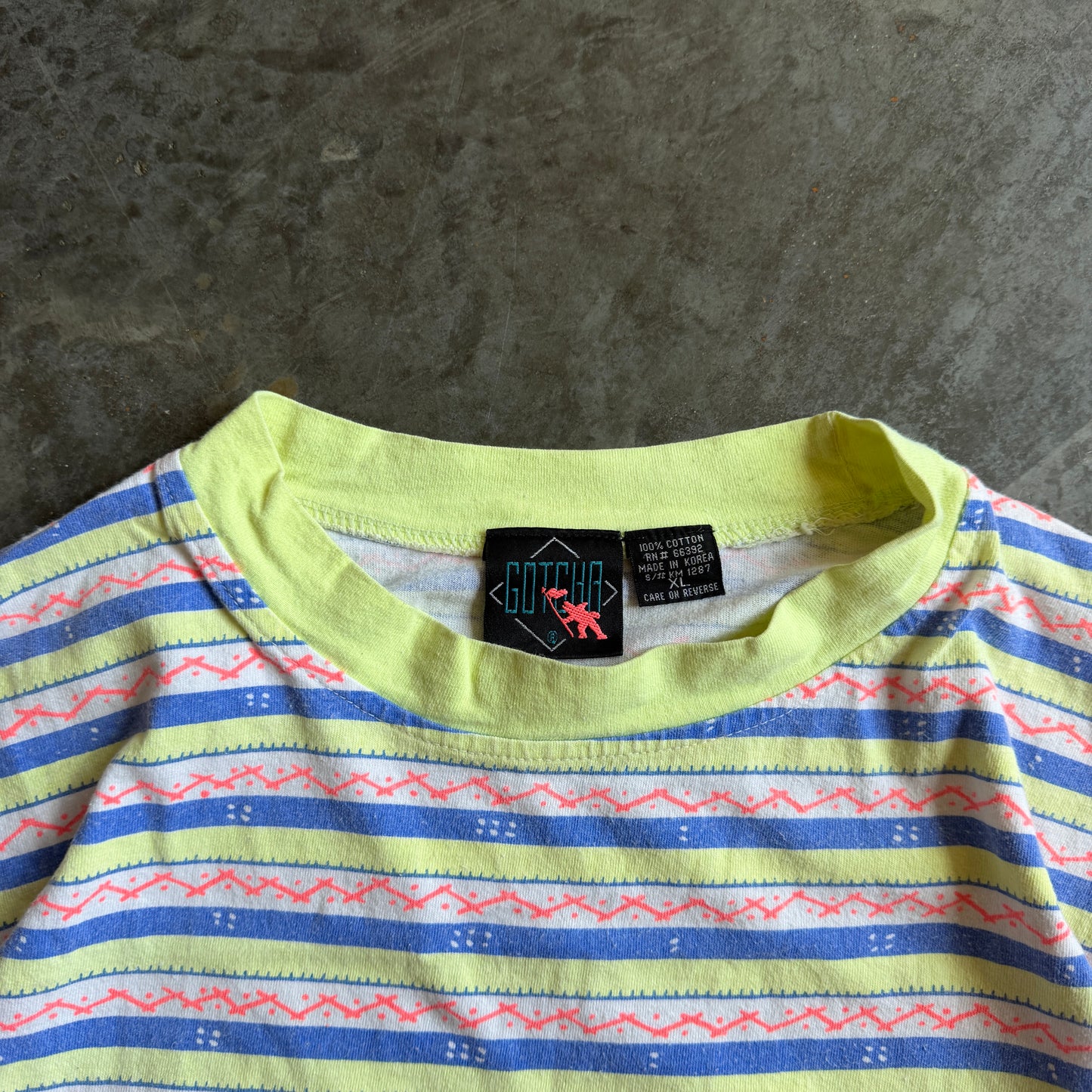 Gotcha Striped Geometric Pattern AOP Surf Shirt 80's - L