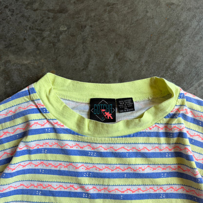 Gotcha Striped Geometric Pattern AOP Surf Shirt 80's - L