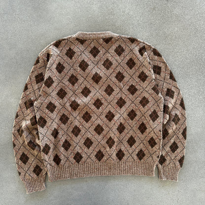 Argyle V Neck Sweater Geometric 90's - XL