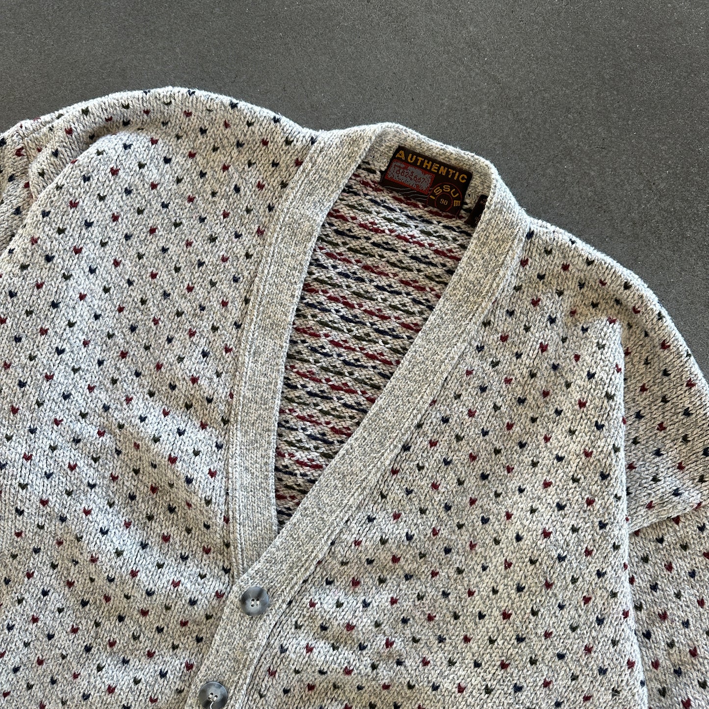 Authentic Issue Chunky Knit Pattern Cardigan Sweater 90's - XL