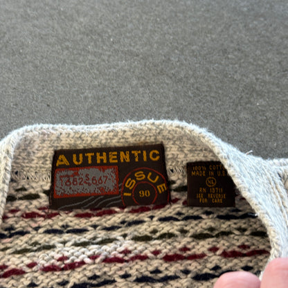 Authentic Issue Chunky Knit Pattern Cardigan Sweater 90's - XL