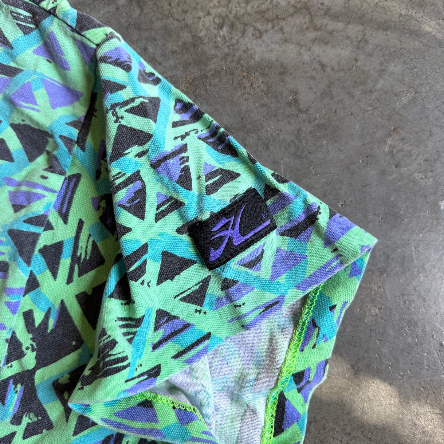 Hobie AOP Geometric Abstract Art Pattern Surf Shirt 80's - XL