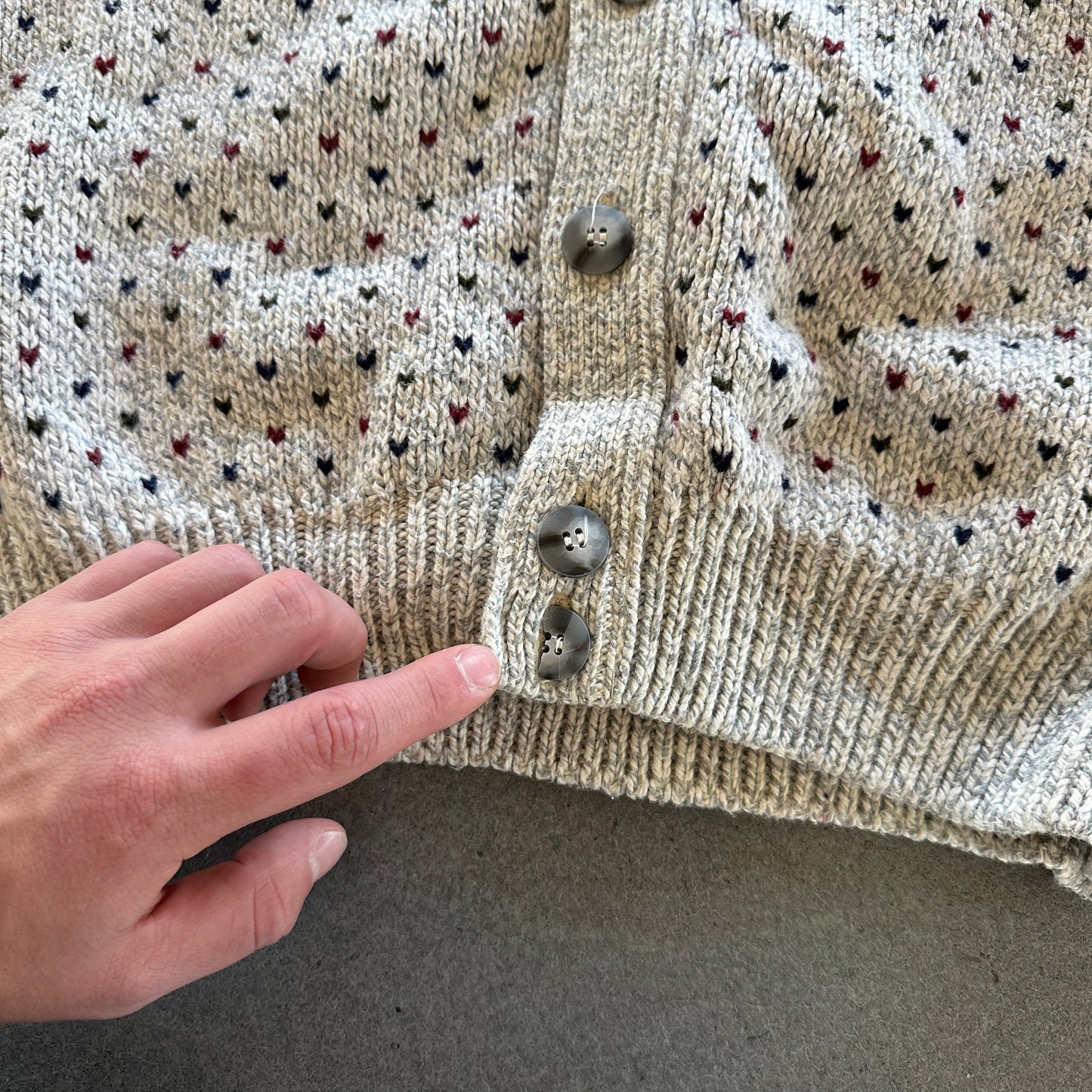 Authentic Issue Chunky Knit Pattern Cardigan Sweater 90's - XL