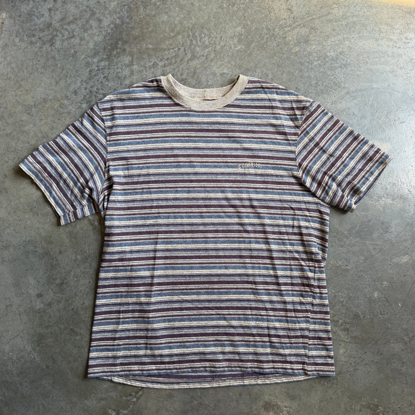 Z Cavaricci Striped AOP Graphic Surf Shirt Neutrals 90's - L