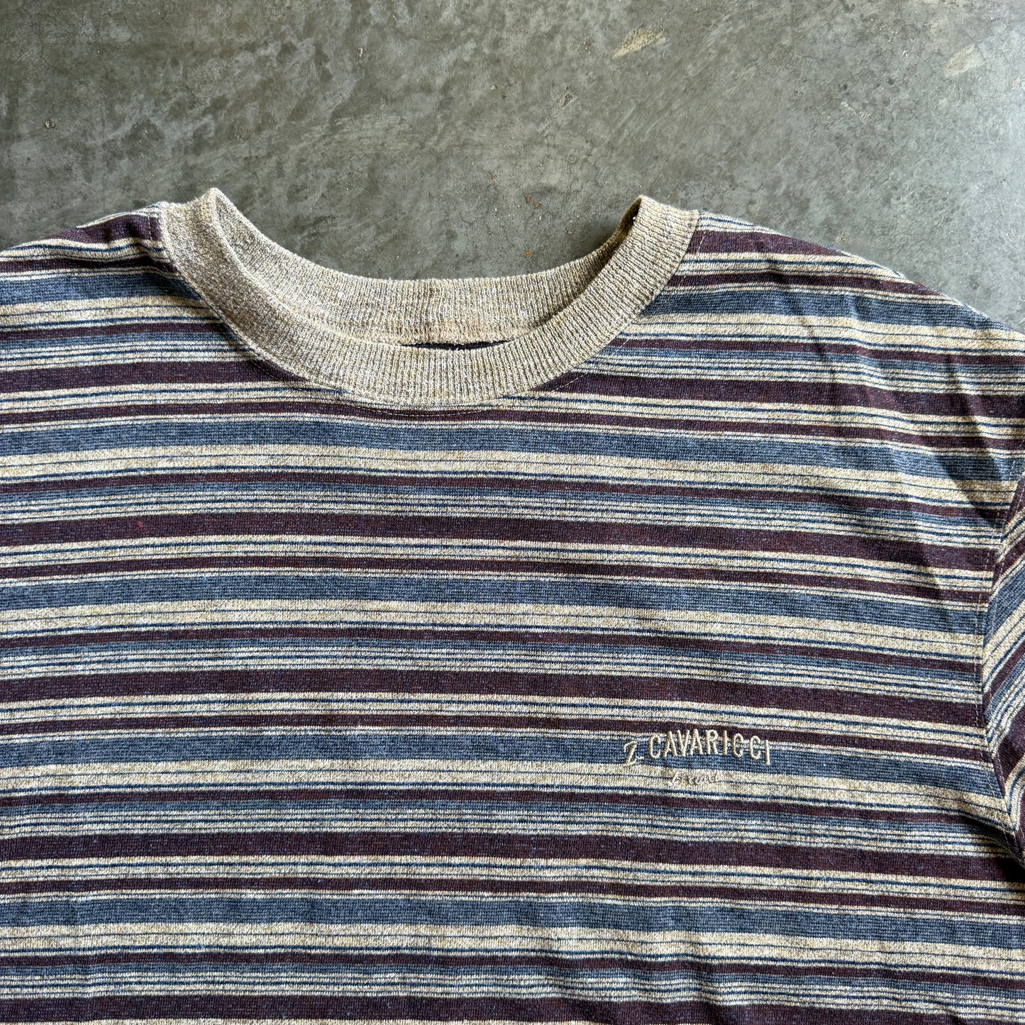 Z Cavaricci Striped AOP Graphic Surf Shirt Neutrals 90's - L