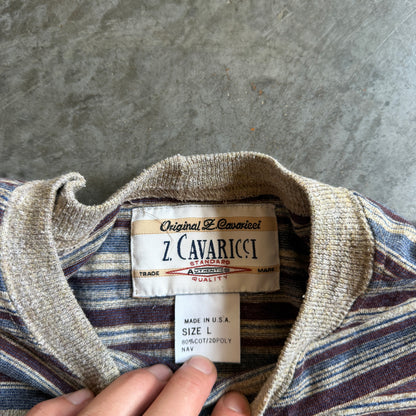 Z Cavaricci Striped AOP Graphic Surf Shirt Neutrals 90's - L