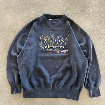 University of Michigan Wolverines 1997 Football National Champions Sweatshirt Crewneck 90's - L
