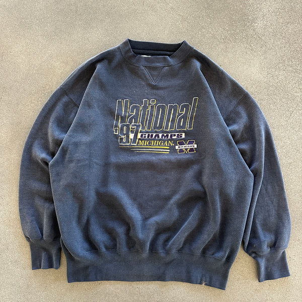 University of Michigan Wolverines 1997 Football National Champions Sweatshirt Crewneck 90's - L