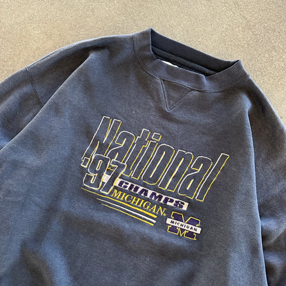 University of Michigan Wolverines 1997 Football National Champions Sweatshirt Crewneck 90's - L