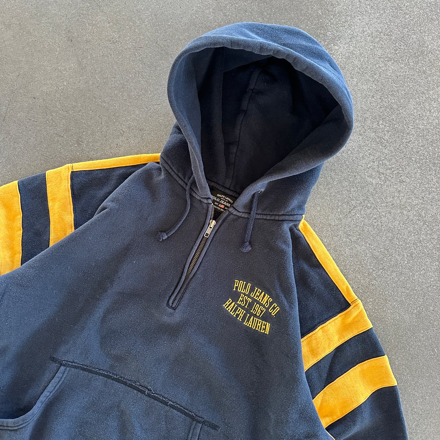Polo Jeans Ralph Lauren 1/4 Zip Hooded Sweatshirt 90's - L