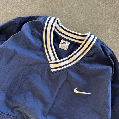 Nike Windbreaker V Neck Striped Pullover 90's - L