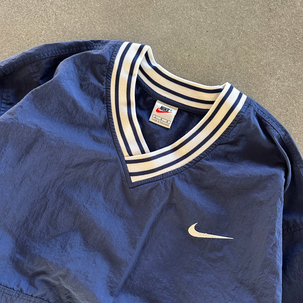 Nike Windbreaker V Neck Striped Pullover 90's - L hover