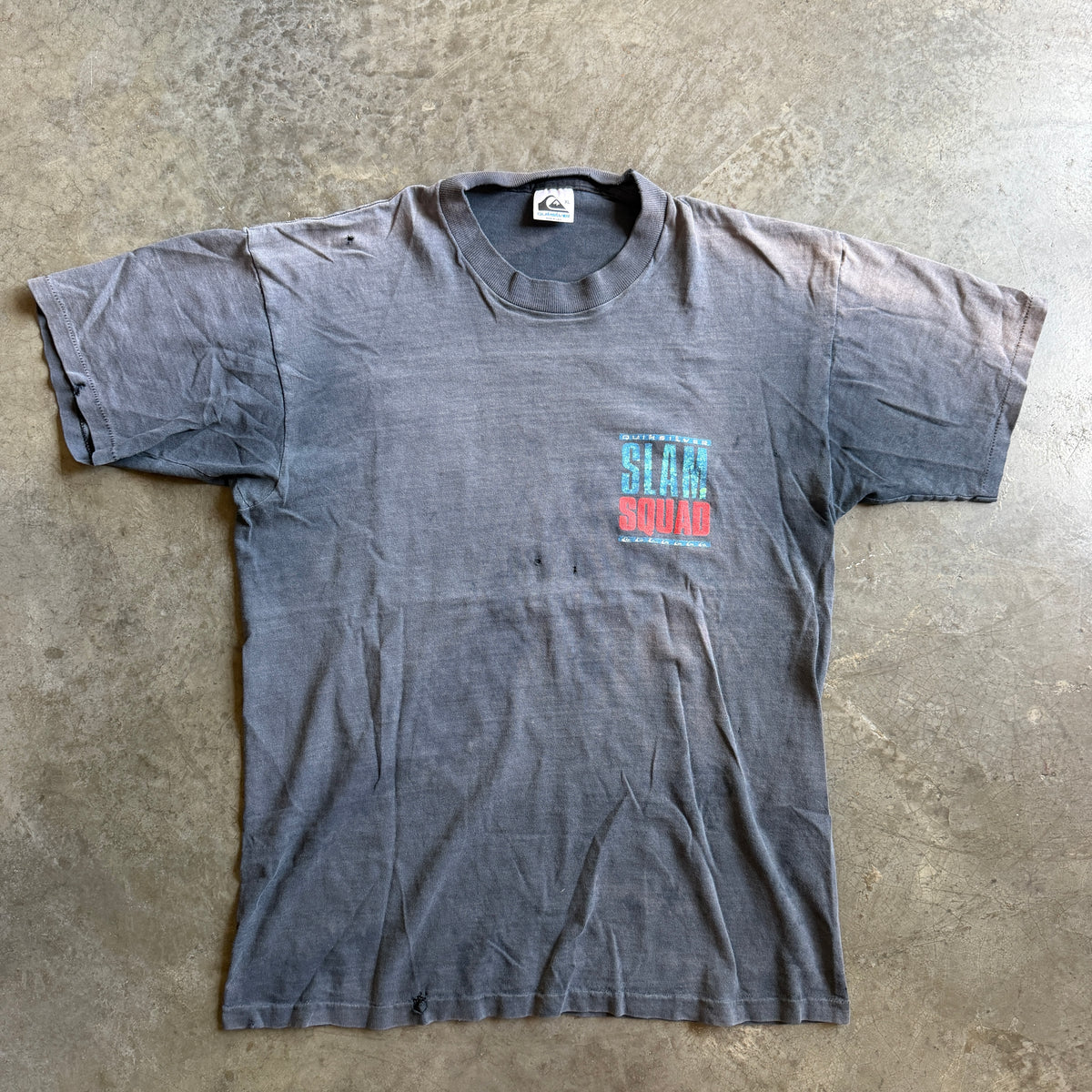 Quiksilver Slam Squad RARE Sun Faded Distressed Graphic Surf Shirt 90's - M