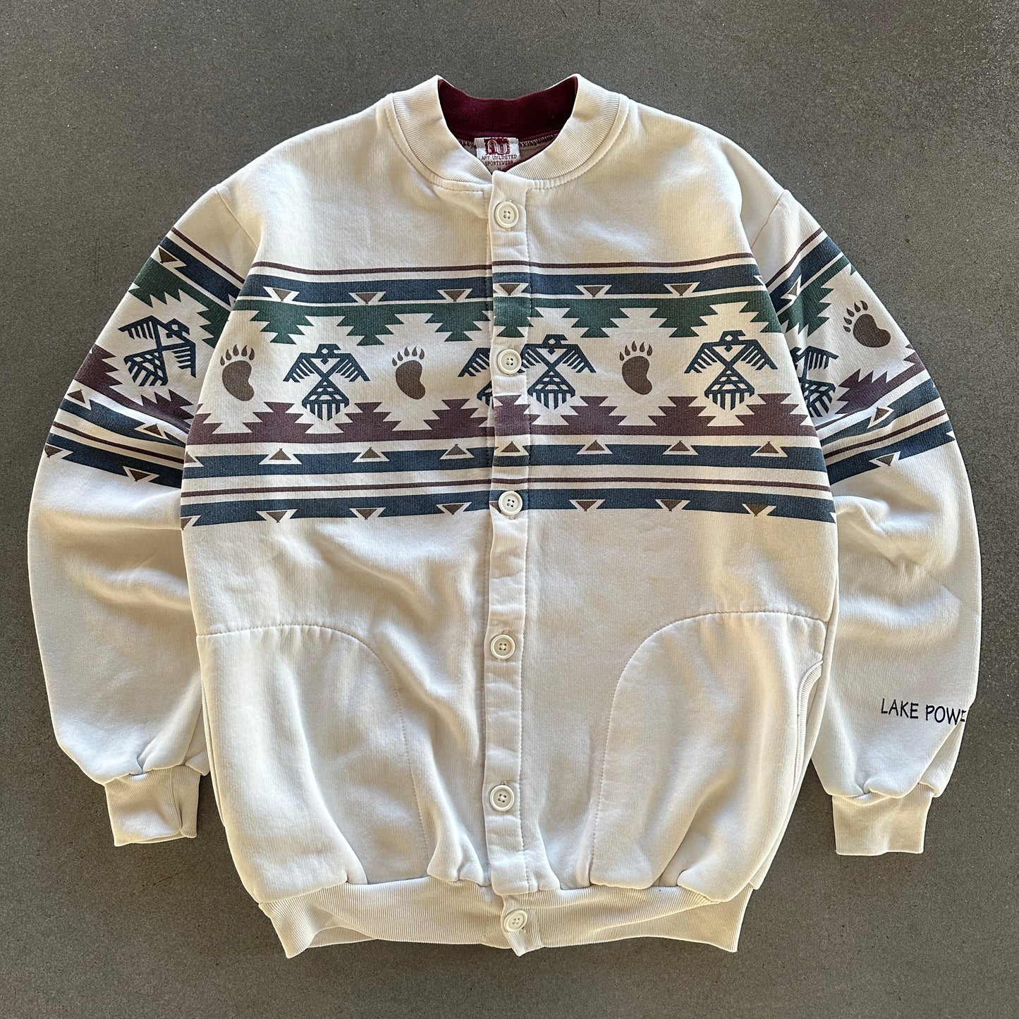 Art Unlimited Aztec Button Front Sweater Sweatshirt Lake Powell 90's - M