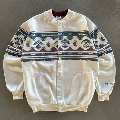 Art Unlimited Aztec Button Front Sweater Sweatshirt Lake Powell 90's - M