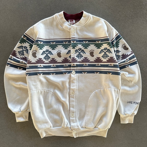 Art Unlimited Aztec Button Front Sweater Sweatshirt Lake Powell 90's - M