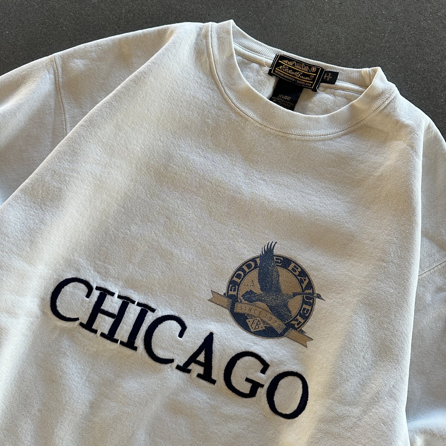 Eddie Bauer Reverse Weave Sweatshirt Crewneck Chicago Embroidered 80's - L