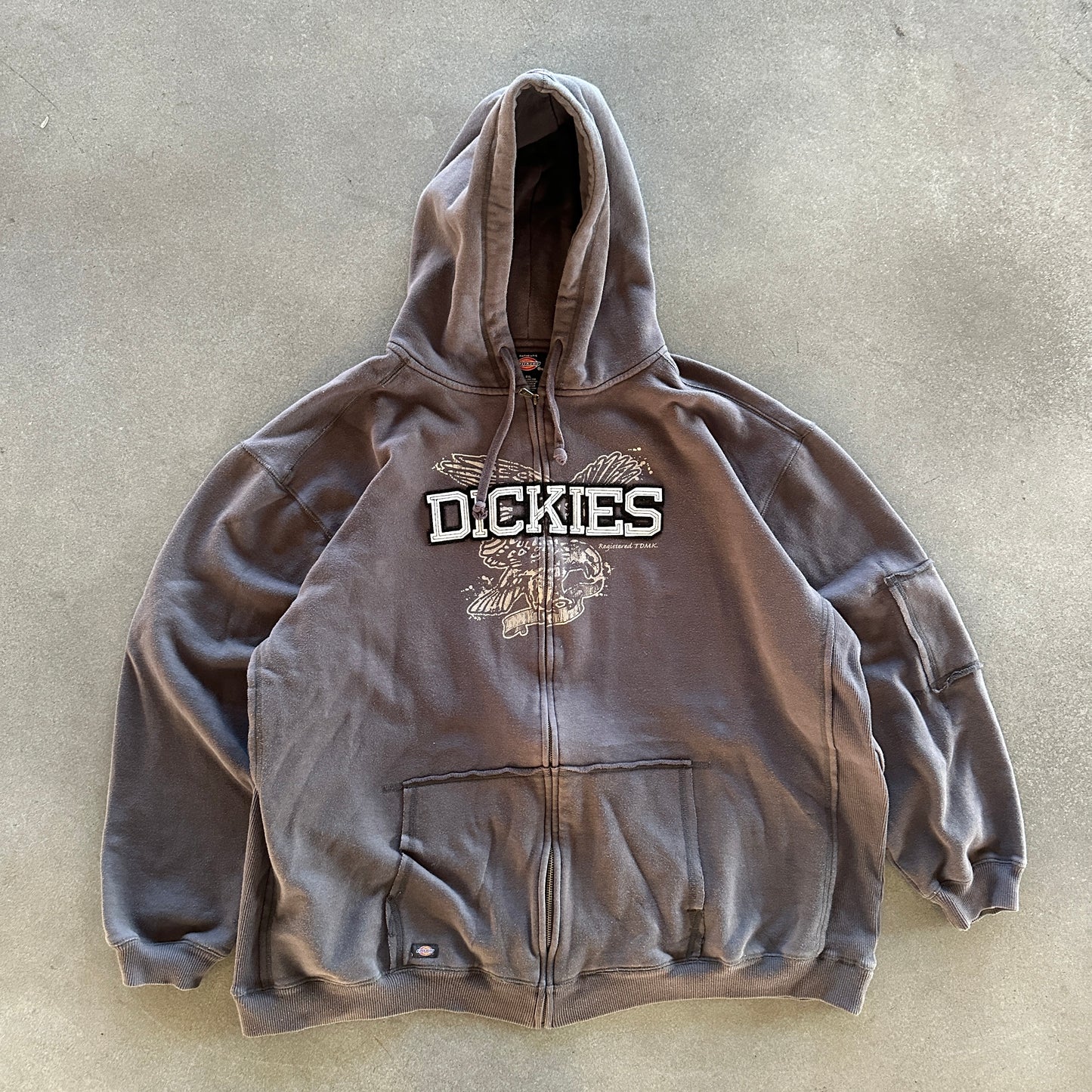 Dickies Y2K Hooded Full Zip Jacket Skater Fleece Lined 00's - 2XL