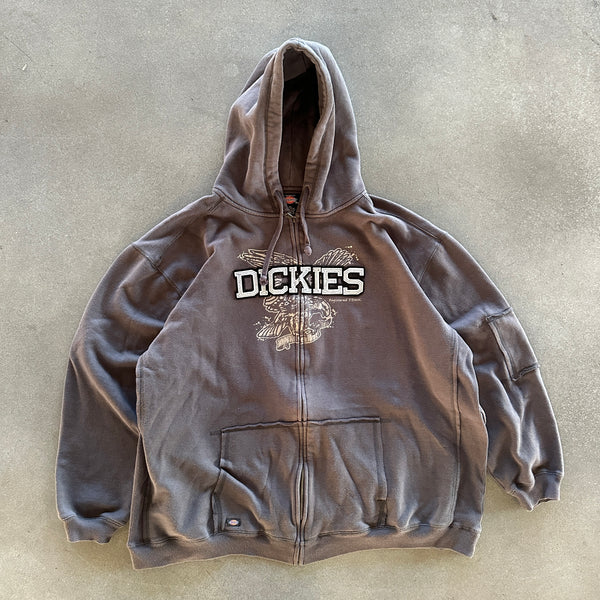 Dickies Y2K Hooded Full Zip Jacket Skater Fleece Lined 00's - 2XL
