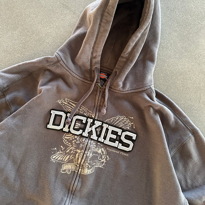 Dickies Y2K Hooded Full Zip Jacket Skater Fleece Lined 00's - 2XL