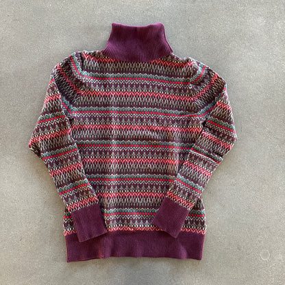 LL Bean Cotton Cashmere Fair Isle Turtleneck Sweater 00's - Women's S