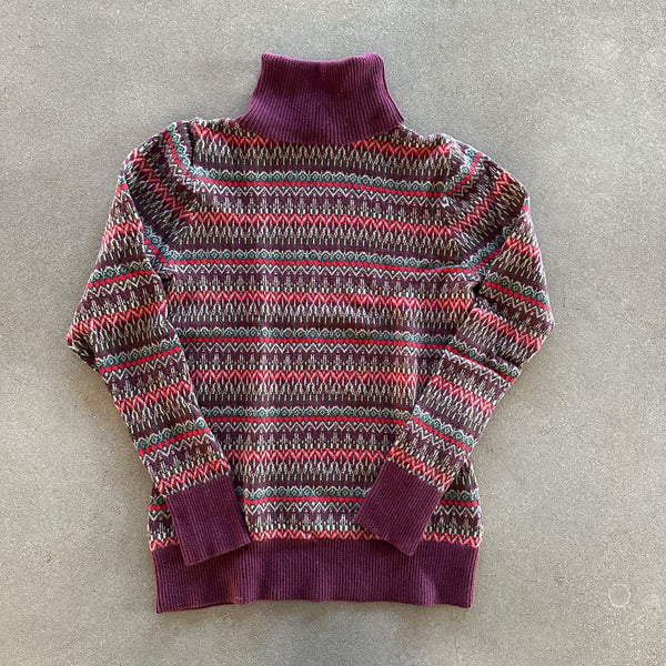 LL Bean Cotton Cashmere Fair Isle Turtleneck Sweater 00's - Women's S