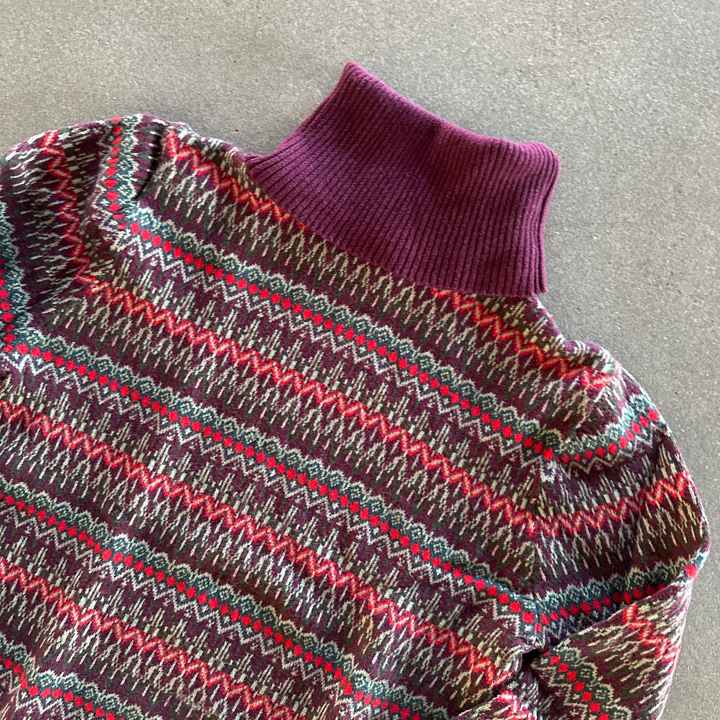 LL Bean Cotton Cashmere Fair Isle Turtleneck Sweater 00's - Women's S