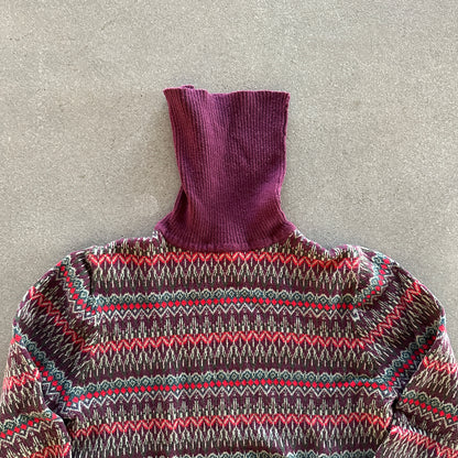 LL Bean Cotton Cashmere Fair Isle Turtleneck Sweater 00's - Women's S