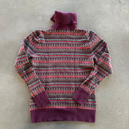 LL Bean Cotton Cashmere Fair Isle Turtleneck Sweater 00's - Women's S