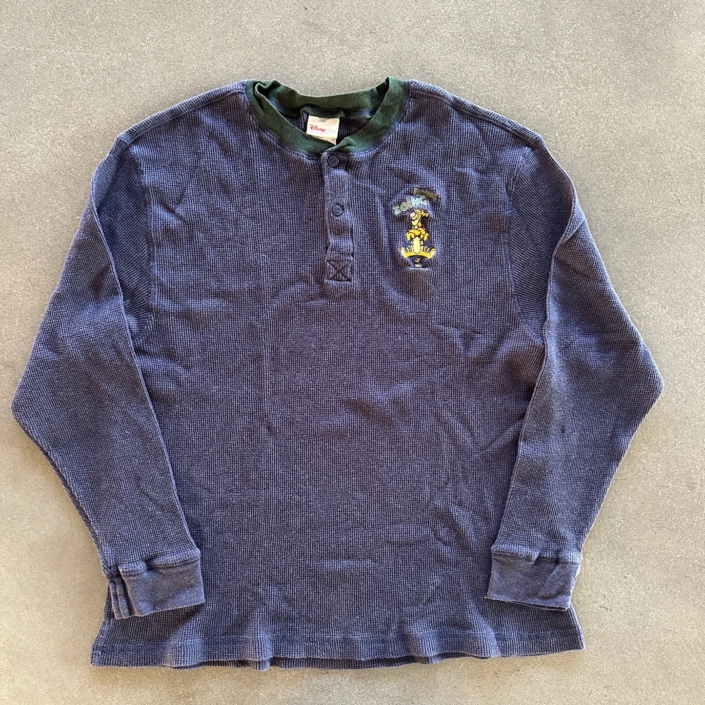 Disney Store Thermal Waffle Knit Henley Shirt Tigger Boing Zoing 90's - L