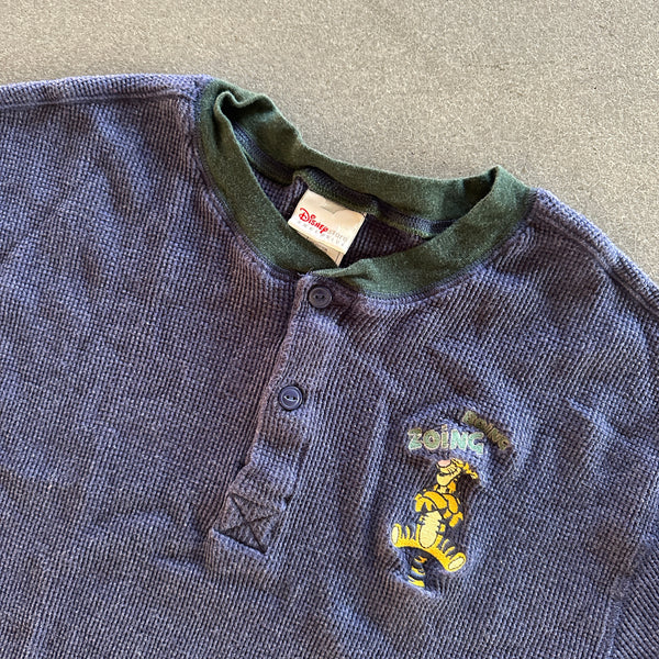 Disney Store Thermal Waffle Knit Henley Shirt Tigger Boing Zoing 90's - L hover