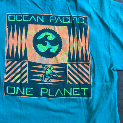 Ocean Pacific Double Collar One Planet Graphic Shirt 90's - M