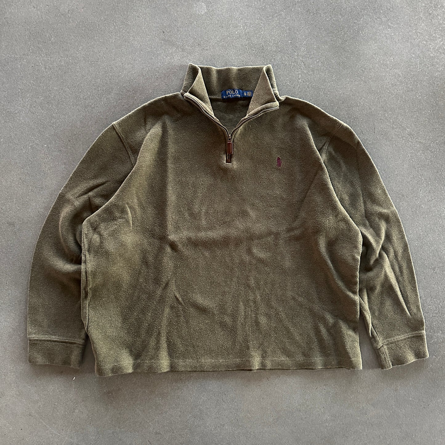 Polo Ralph Lauren 1/4 Zip Pullover Brown Sweatshirt 00's - XL