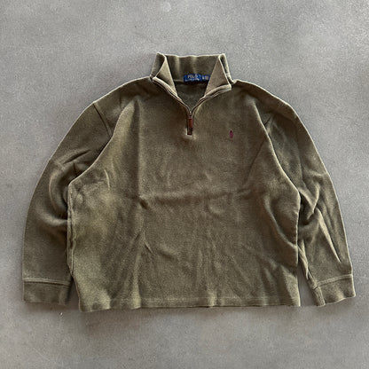Polo Ralph Lauren 1/4 Zip Pullover Brown Sweatshirt 00's - XL