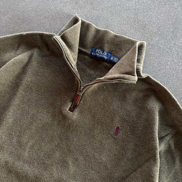 Polo Ralph Lauren 1/4 Zip Pullover Brown Sweatshirt 00's - XL hover