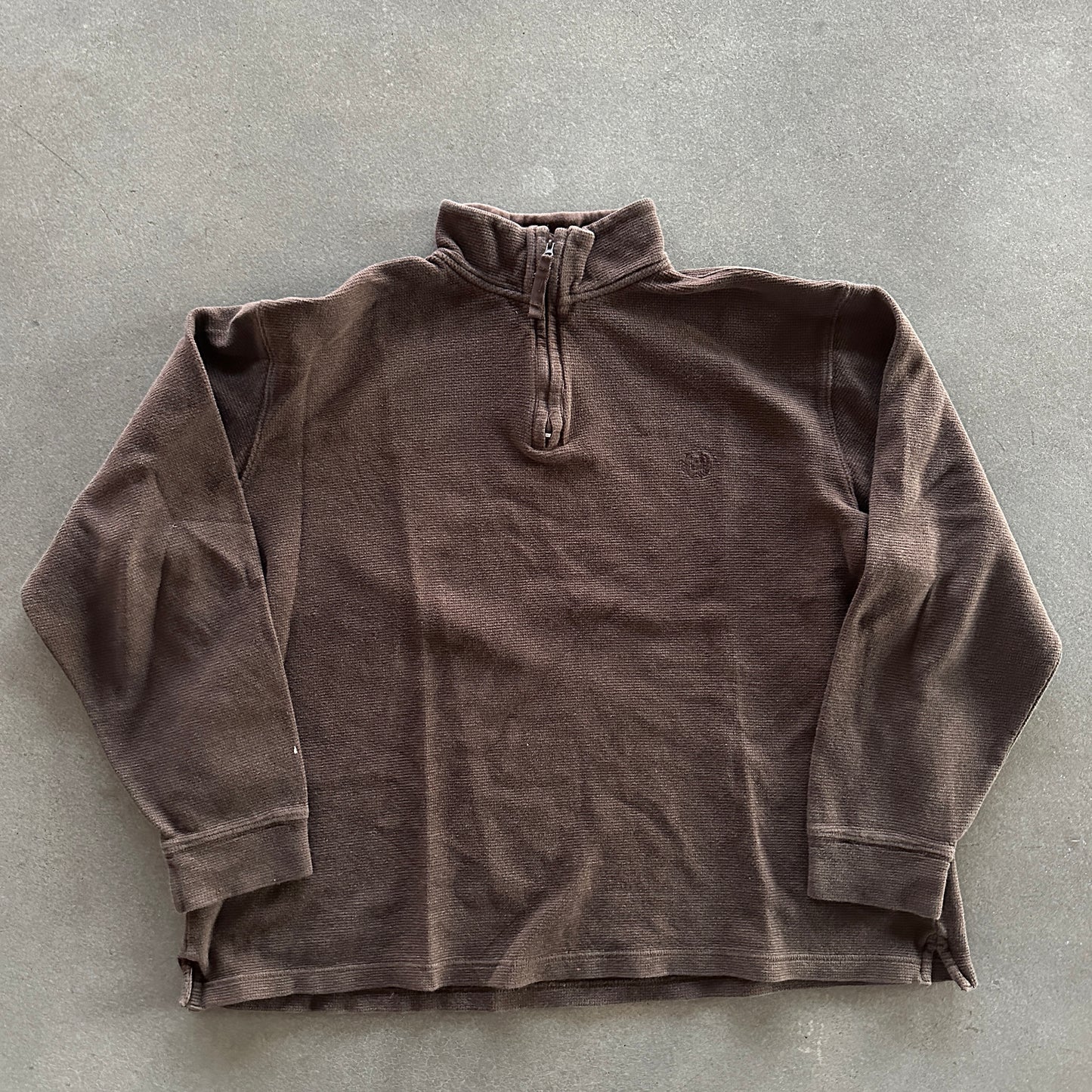 Chaps Brown Earth Tone 1/4 Quarter Zip Pullover Sweatshirt 90's - XL