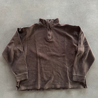 Chaps Brown Earth Tone 1/4 Quarter Zip Pullover Sweatshirt 90's - XL