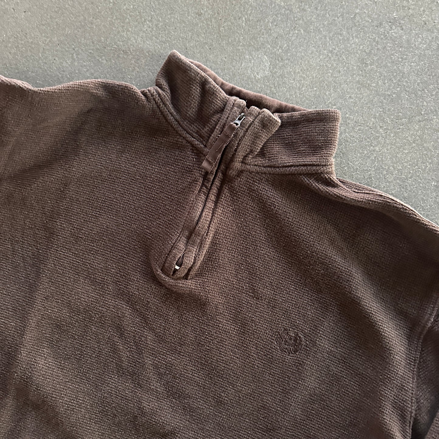 Chaps Brown Earth Tone 1/4 Quarter Zip Pullover Sweatshirt 90's - XL