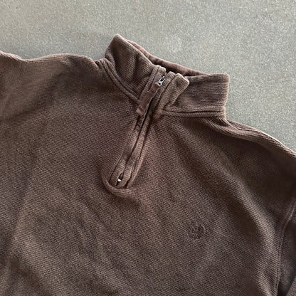 Chaps Brown Earth Tone 1/4 Quarter Zip Pullover Sweatshirt 90's - XL