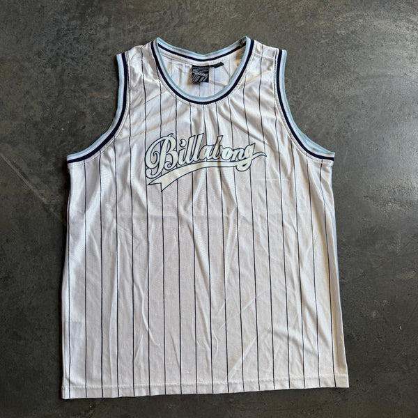 Billabong RARE Jersey Tank Top Striped Spellout Shirt 00's - L