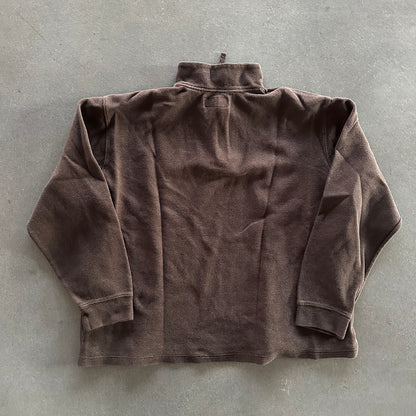 Chaps Brown Earth Tone 1/4 Quarter Zip Pullover Sweatshirt 90's - XL