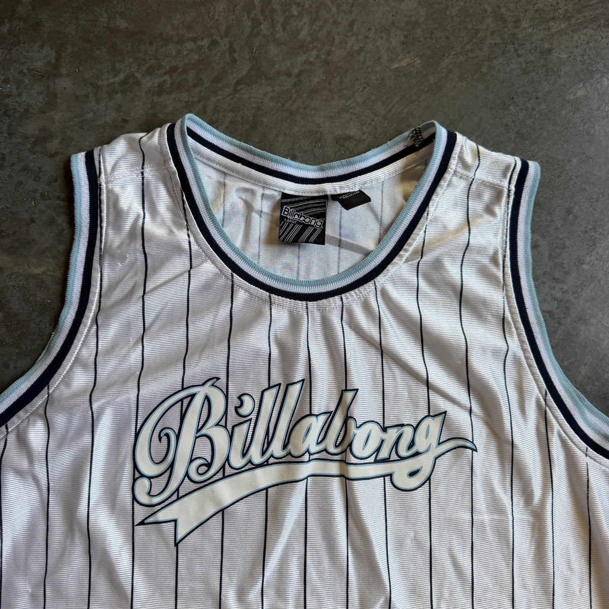 Billabong RARE Jersey Tank Top Striped Spellout Shirt 00's - L