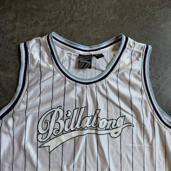 Billabong RARE Jersey Tank Top Striped Spellout Shirt 00's - L hover