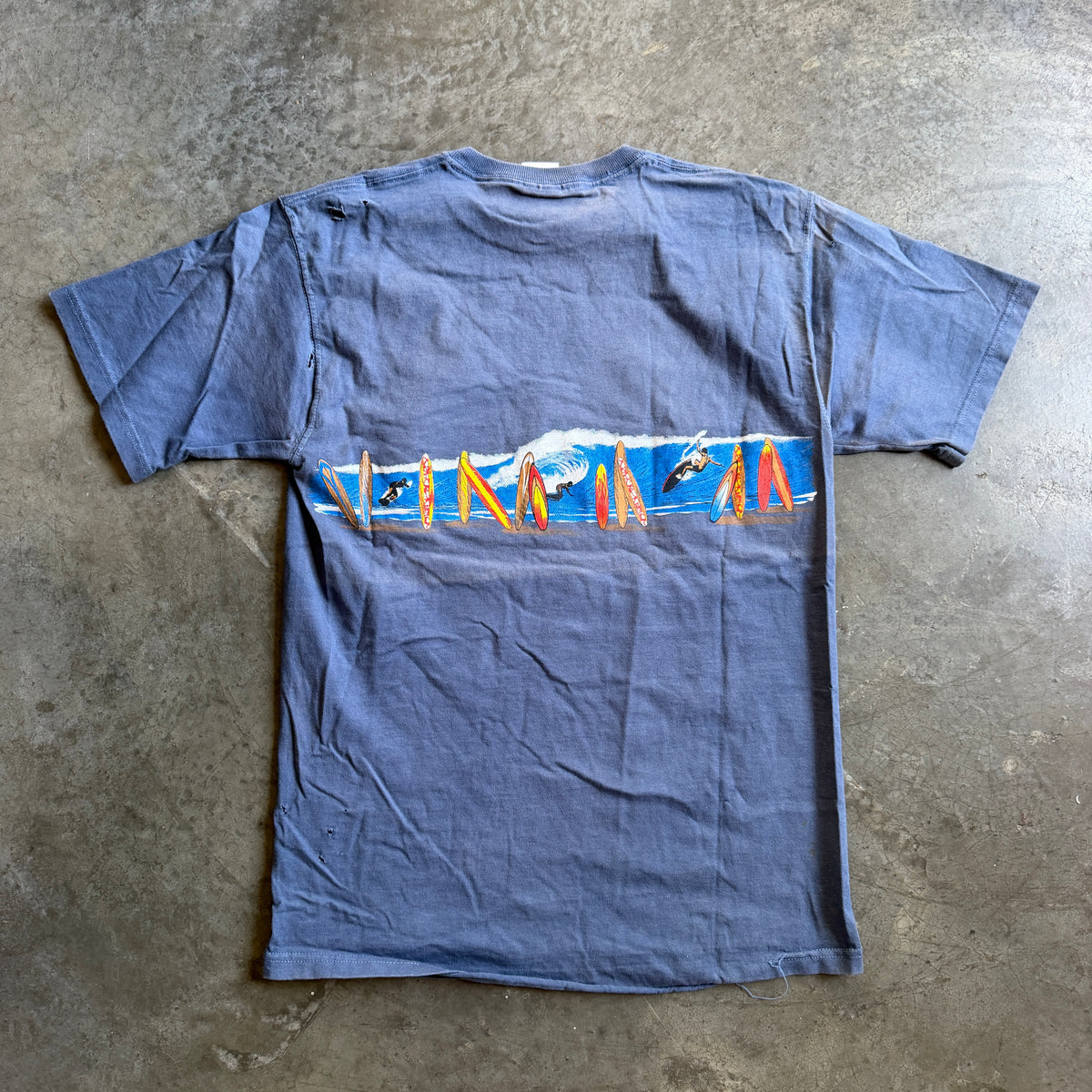 Maui Surfer Wrap Around Distressed Shirt Faded 90's - S