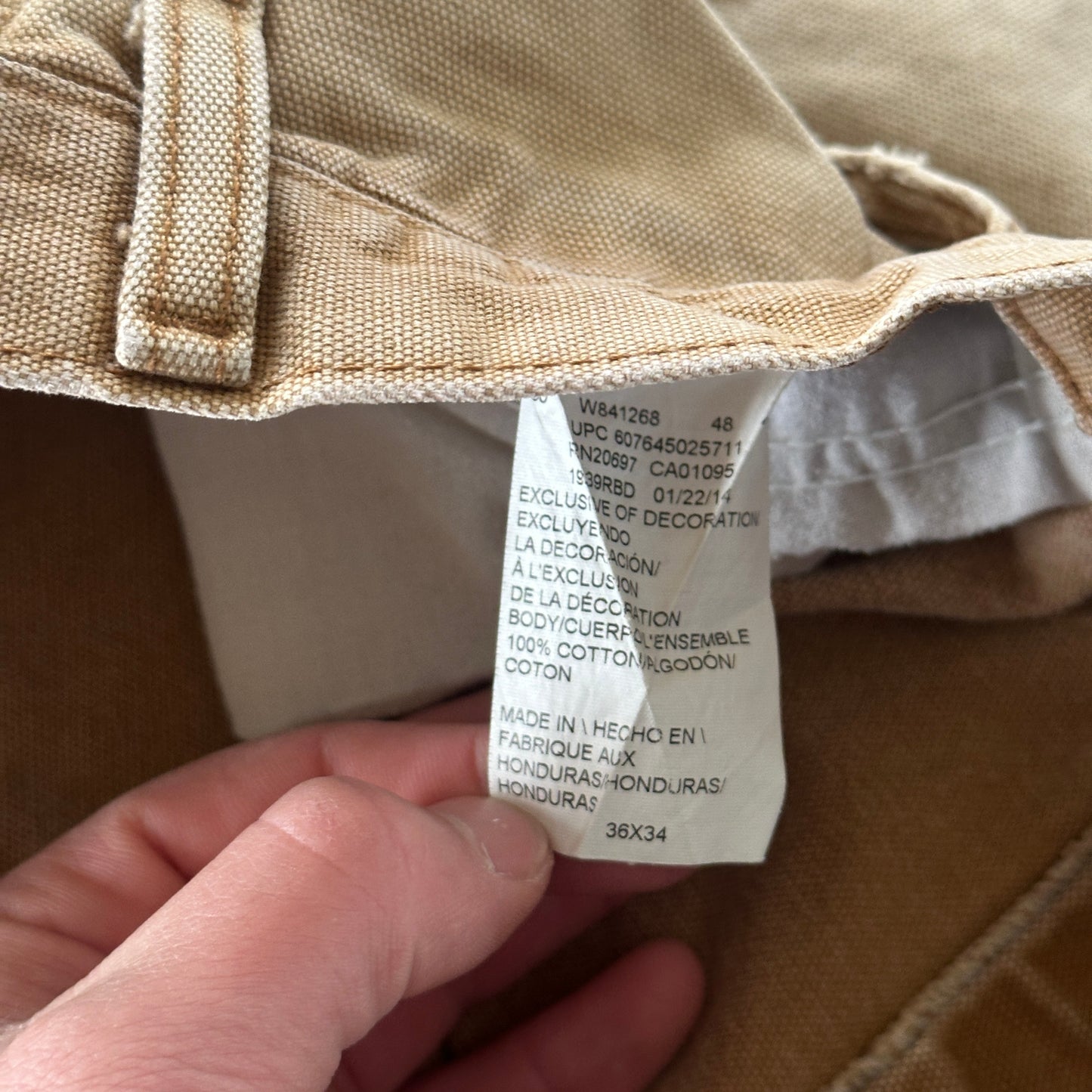 Dickies Faded Distressed Khaki Duck Canvas Pants 00's - 34