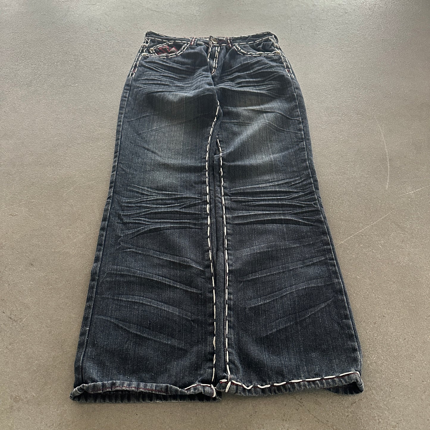 VKN Contrast Stitched Jeans Embellished Red Cross Y2K 00's - 30