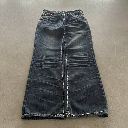 VKN Contrast Stitched Jeans Embellished Red Cross Y2K 00's - 30