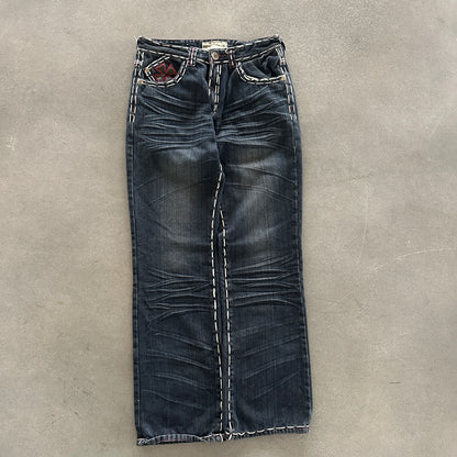VKN Contrast Stitched Jeans Embellished Red Cross Y2K 00's - 30