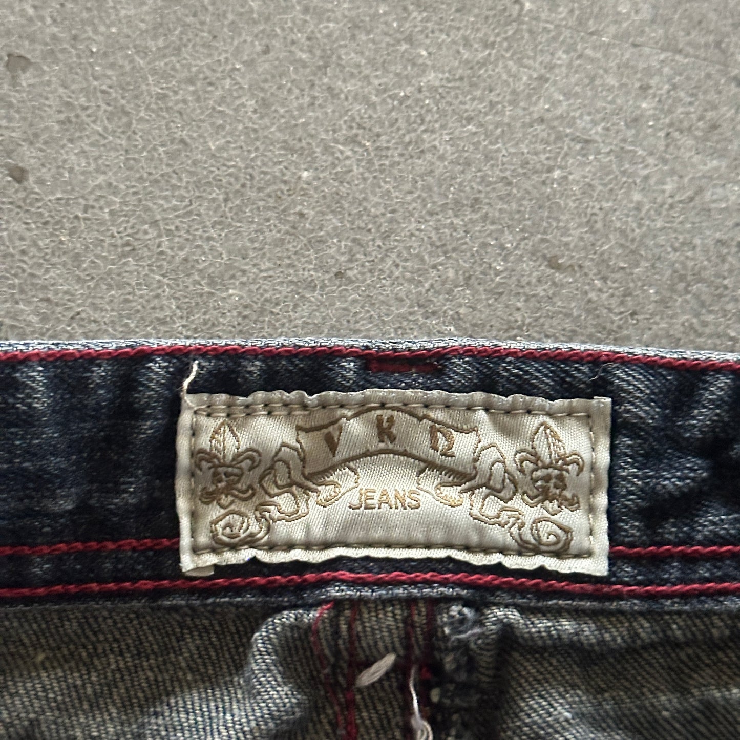 VKN Contrast Stitched Jeans Embellished Red Cross Y2K 00's - 30